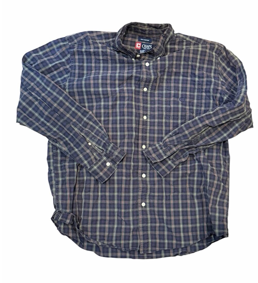 Chaps Plaid Cotton Button Down Shirt Mens XL Long Sleeve Outdoor Camping Casual